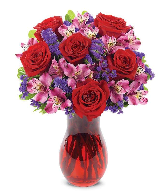 Red and purple romantic arrangement 
