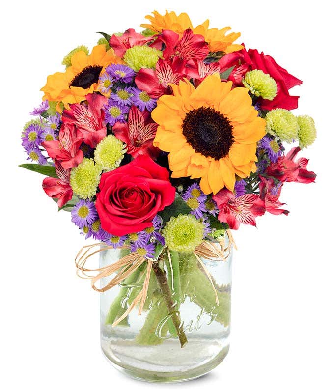 Flower Fields Mason Jar