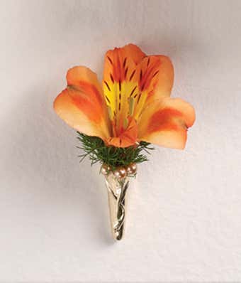 Orange Alstroemeria Boutonniere