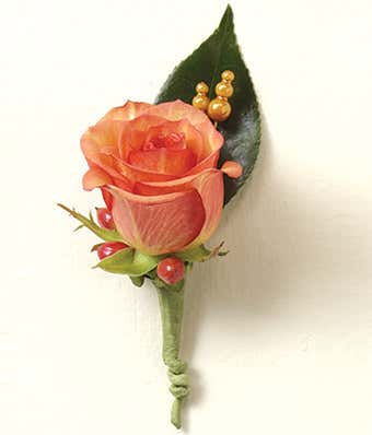 Orange Rose Boutonniere