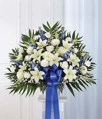 Blue & White Sympathy Standing Basket