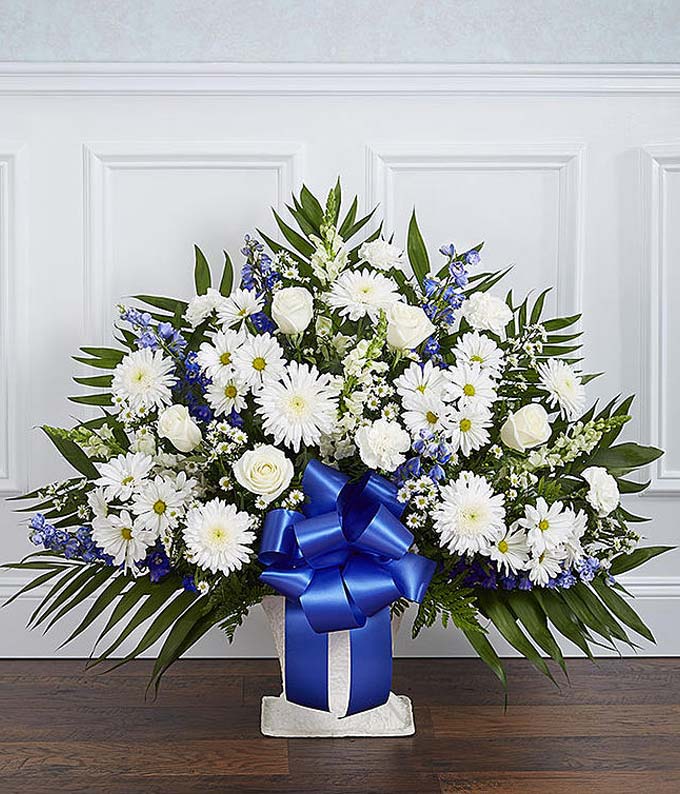 Blue & White Sympathy Floor Basket