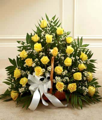 Yellow & White Rose Fireside Basket