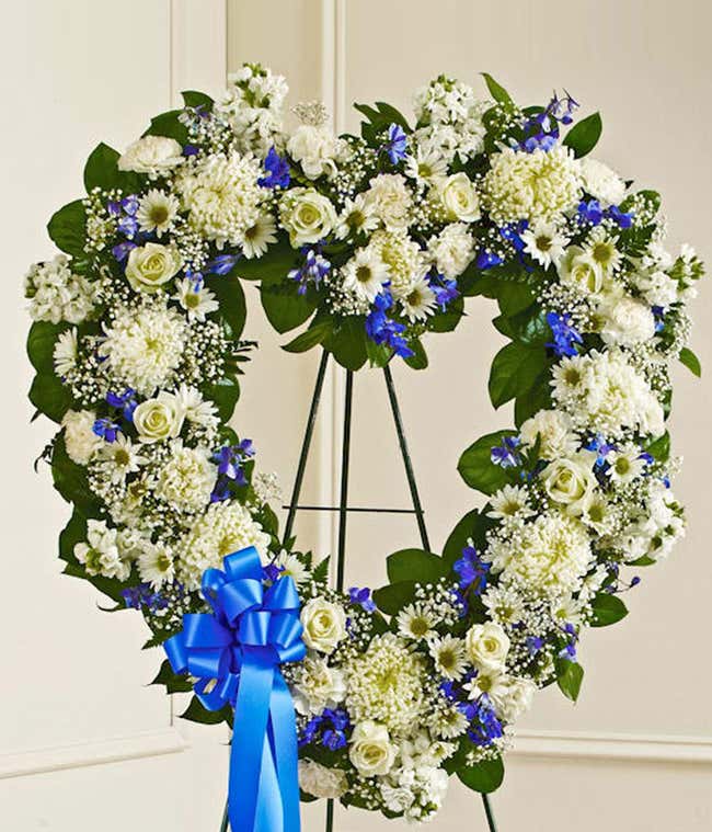 Blue &amp; White Standing Open Heart 