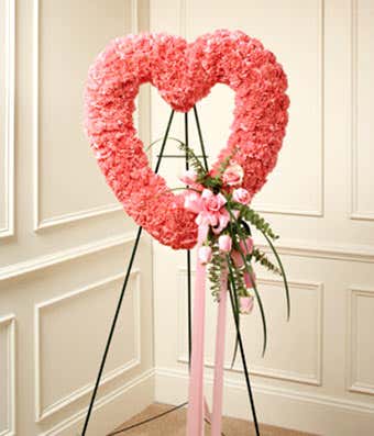 Pink Funeral Heart Wreath for Women