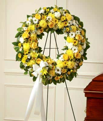 Yellow flower sympathy wreath