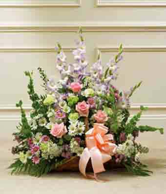 Multicolor Pastel Mixed Flower Fireside Basket