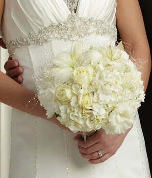 Bridal Bouquet of white lilies and hydrangea