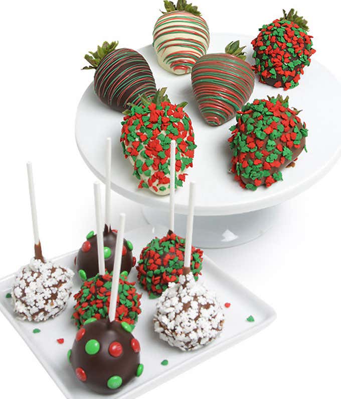 Christmas Chocolate Covered Strawberries & Cake Pops