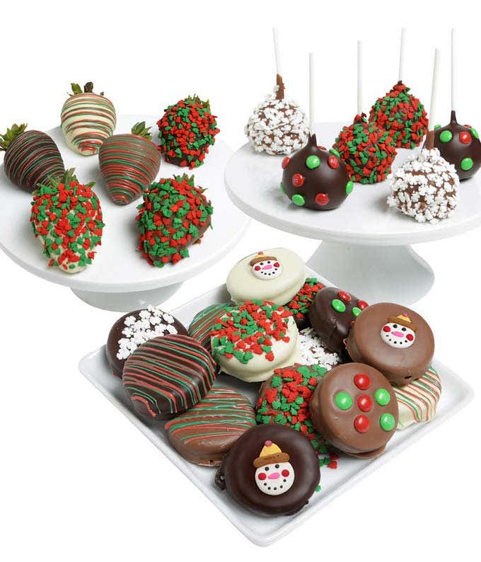 Christmas Chocolate Covered Trio - Strawberries, Oreos, and Cake Pops