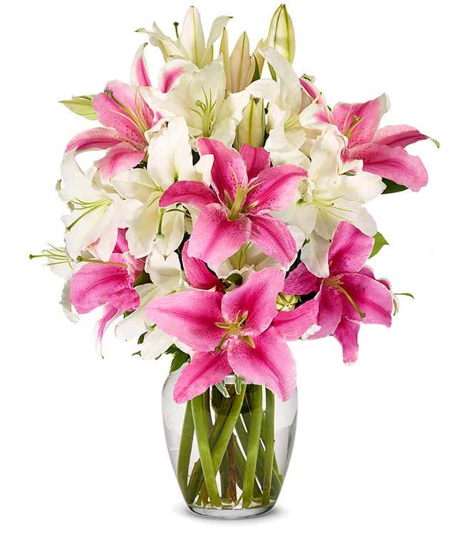 Pink and white lilies for mom