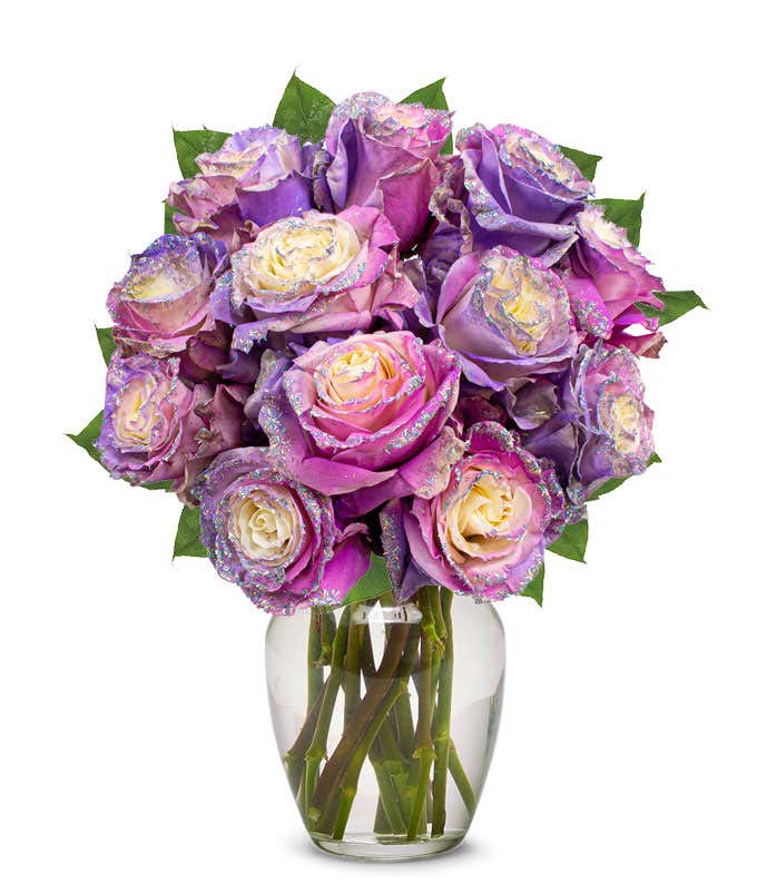 Purple Pastel Glitter Roses 