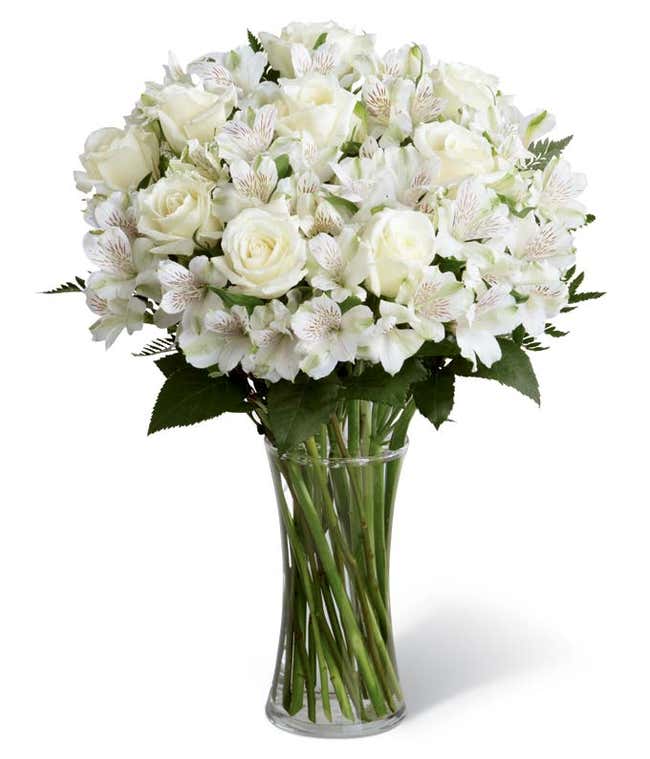 White rose and white alstroemeria bouquet