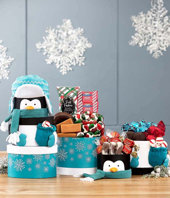 Frosty Penguin Gift Tower
